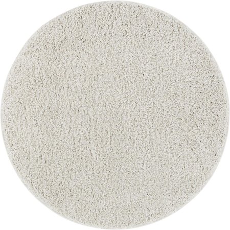 WELL WOVEN Madison Shag Piper Ivory Modern Solid Round Rug 3 ft. 11 in. 79124R